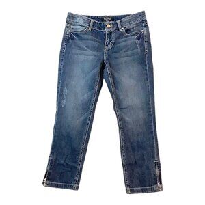 White House Black Market Ankle Zip Low Rise Blue Denim Jeans Size 0